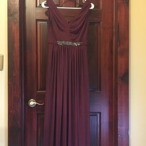 Long wine bridesmaid/formal dress